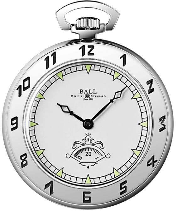 Ball Trainmaster Secometer Pocket Watch (45mm) PW1098E-WH