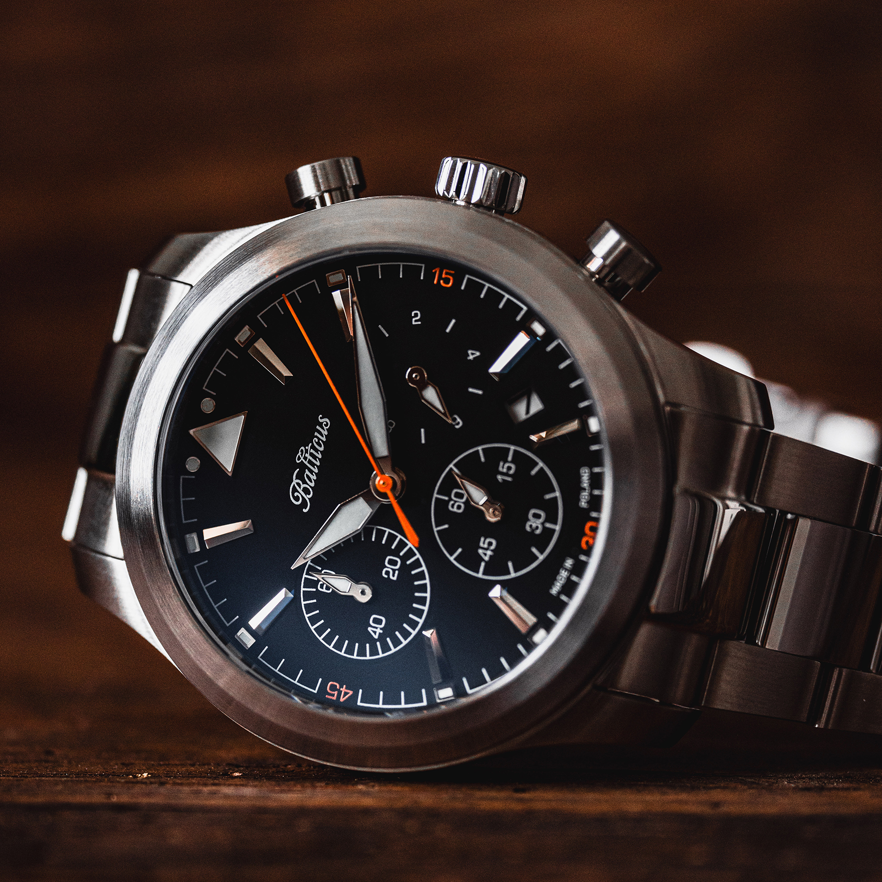 Balticus BALFSQCHBLA Flying Seal 44mm Czarny Limited Edition 50szt zegarek lotniczy Flying Seal