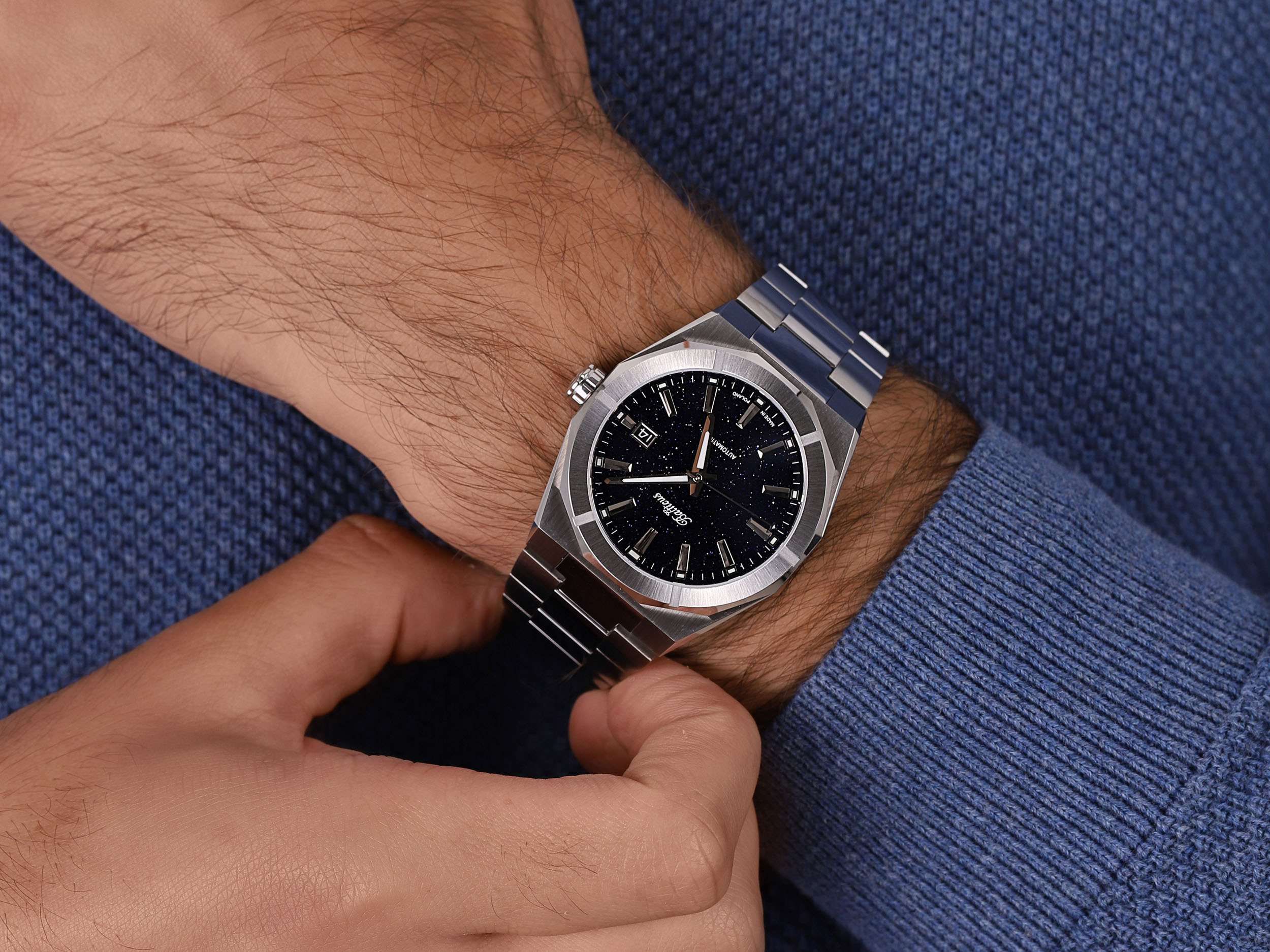 Balticus BLT-BALSDBAD Gwiezdny Pył 40mm Automatic - Awenturyn Niebieski z datownikiem zegarek klasyczny Gwiezdny Pył - miniatura 4