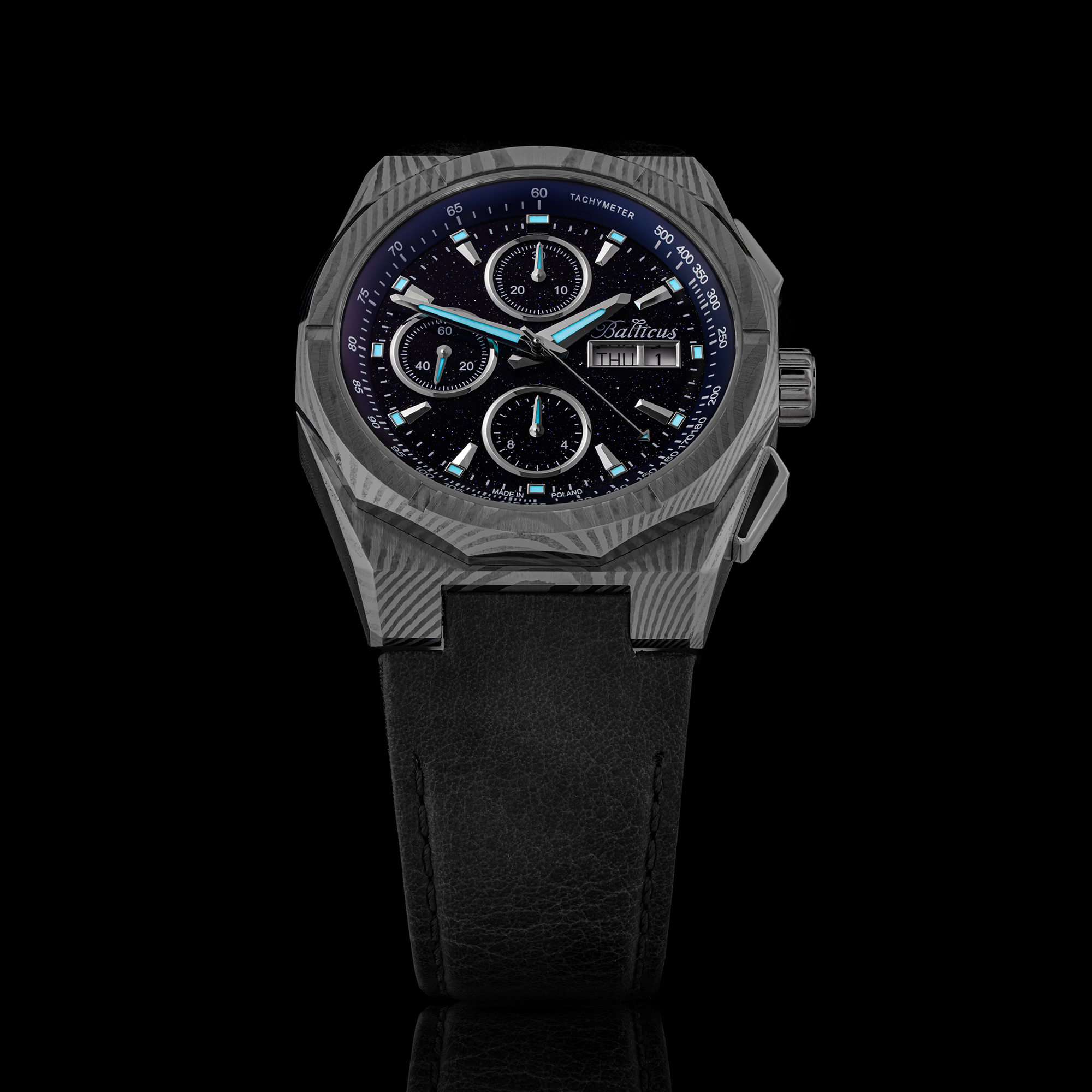 Balticus BLT-BALSDDCHABA Gwiezdny Pył DAMAST CHRONO 7750 42mm Awenturyn Niebieski zegarek elegancki Gwiezdny Pył