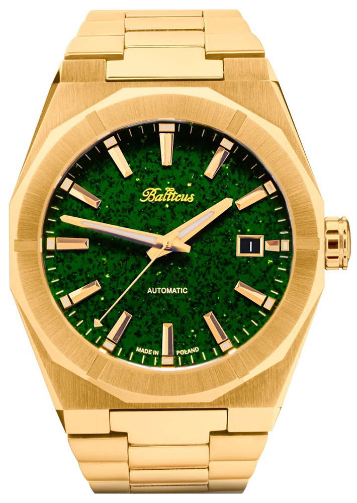 Balticus Gwiezdny Pył 40mm Złoty Automatic - Zielona tarcza z datownikiem BLT-BALSDGADG