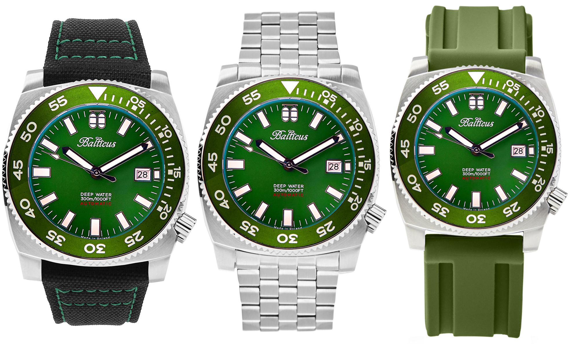 Balticus BLT-DW-GRN Deep Water Deep Water - zielony zegarek męski klasyczny szafirowe - miniatura 4