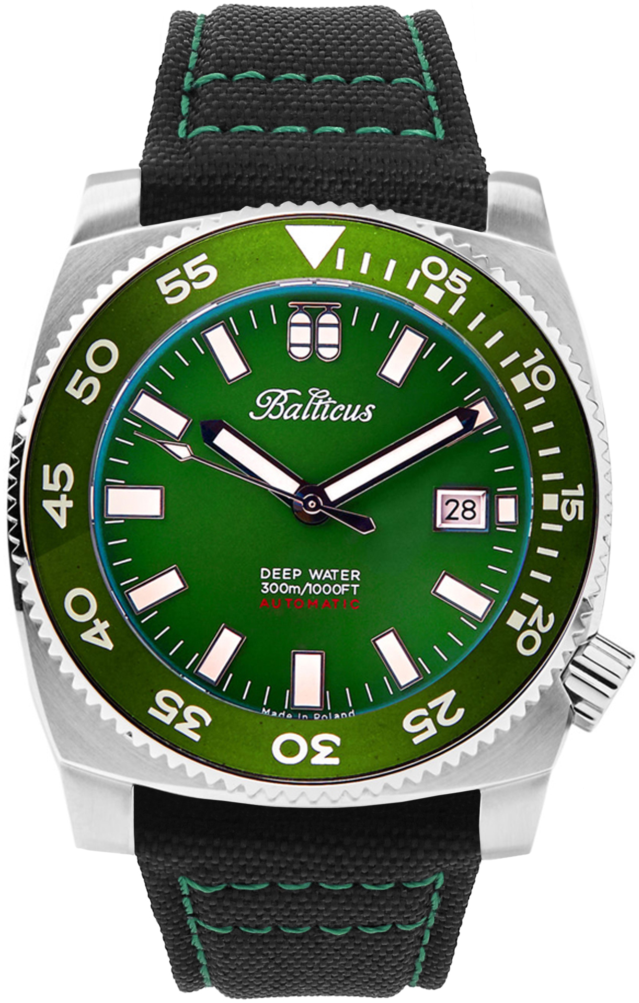 Balticus BLT-DW-GRN Deep Water - zielony Deep Water klasyczny zegarek srebrny - miniatura 3