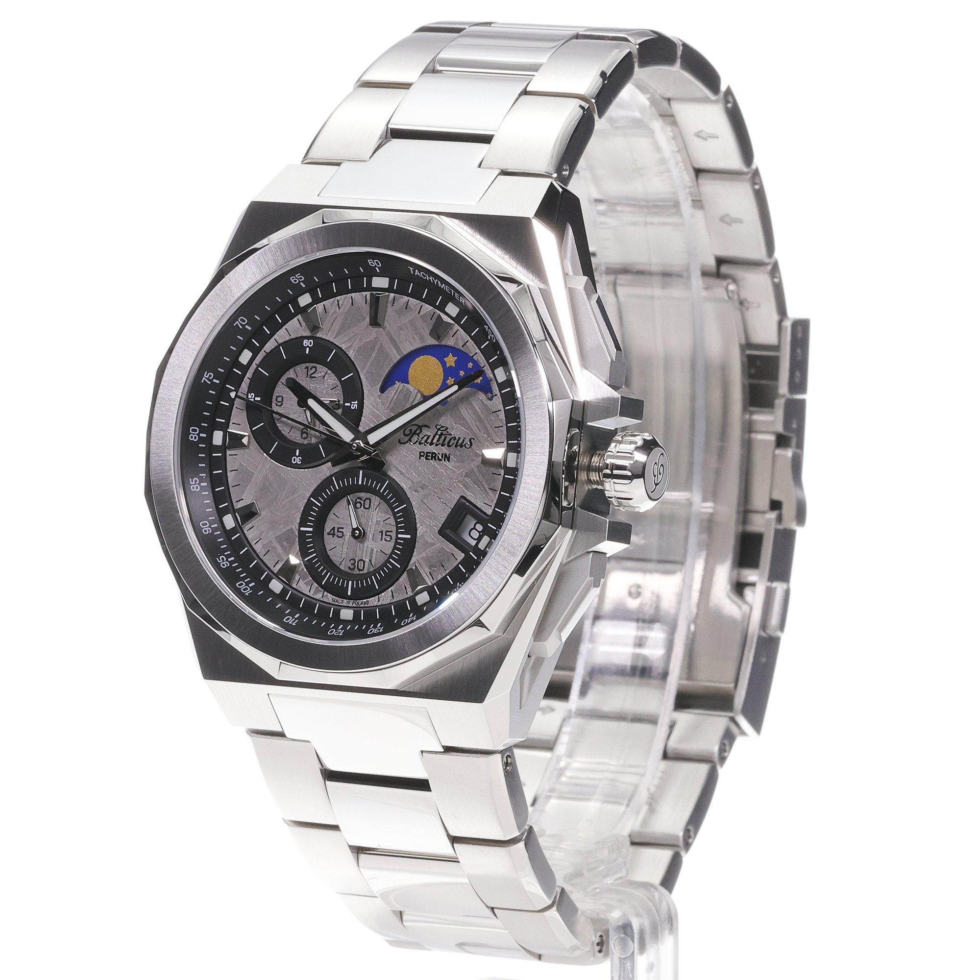 Balticus PERUN Gwiezdny Pył Chrono Moonphase 42mm Limited Edition zegarek męski elegancki szafirowe - miniatura 2
