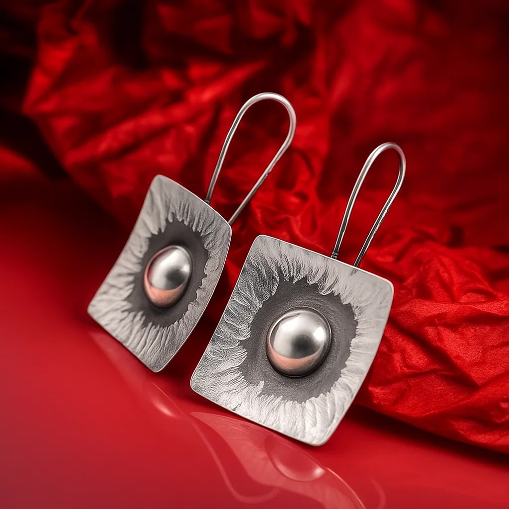 biżuteria Harf KBZ0024 Błyszczące kolczyki srebrne kwadraty - miniatura 4