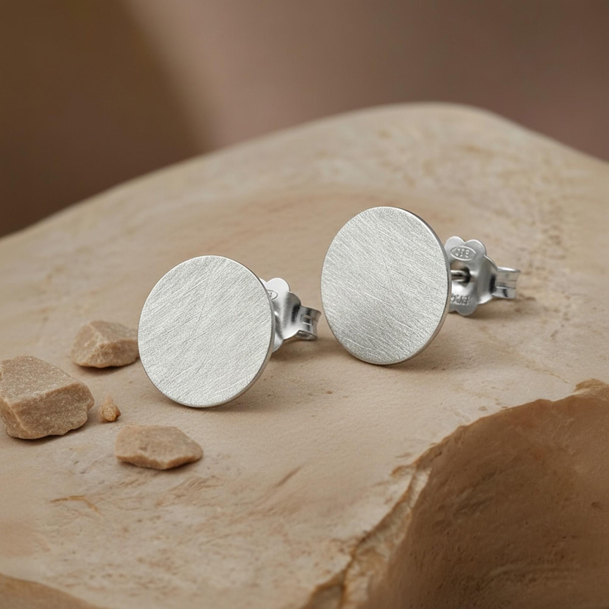 biżuteria Harf KMS0002 Kolczyki srebrne koła blaszki matowe 12mm