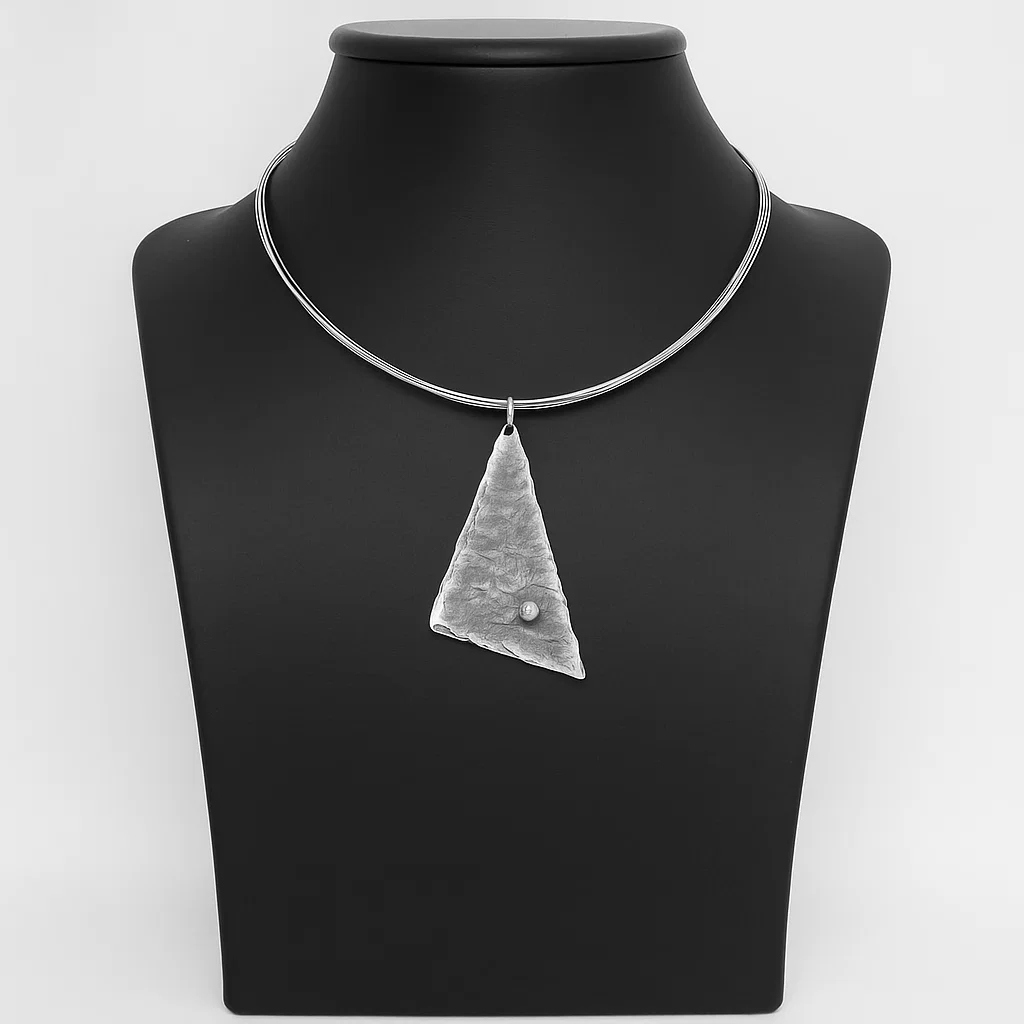 biżuteria Harf NL0045 Geometryczny duży naszyjnik srebrny trójkat - miniatura 5
