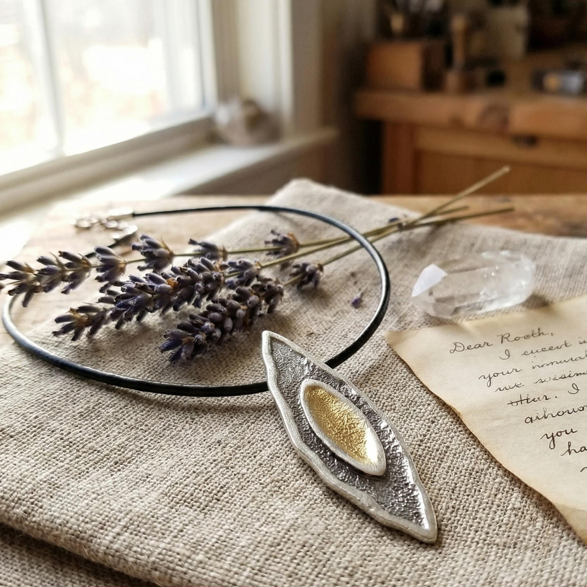 biżuteria Harf NR0001 Naszyjnik srebrny oksydowany pozłacany łezka - miniatura 3