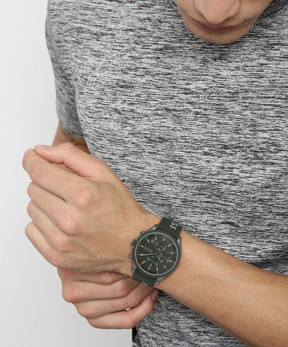 Boss 1514060 zegarek szary sportowy Męskie pasek - miniatura 4