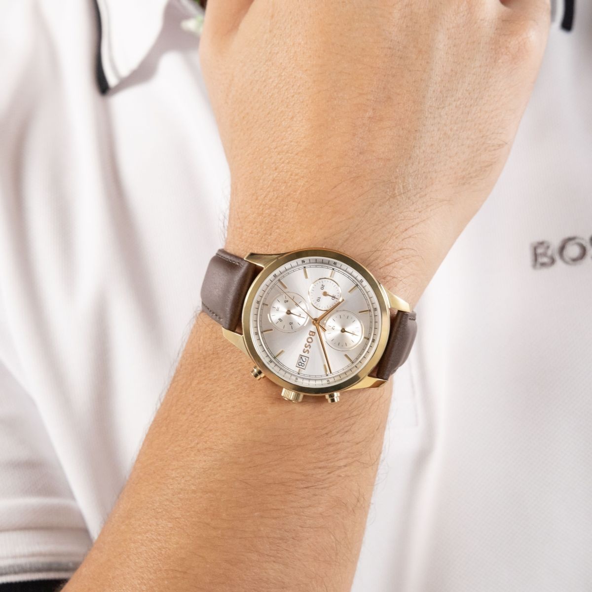 Boss 1514327 zegarek złoty klasyczny Męskie pasek - miniatura 5