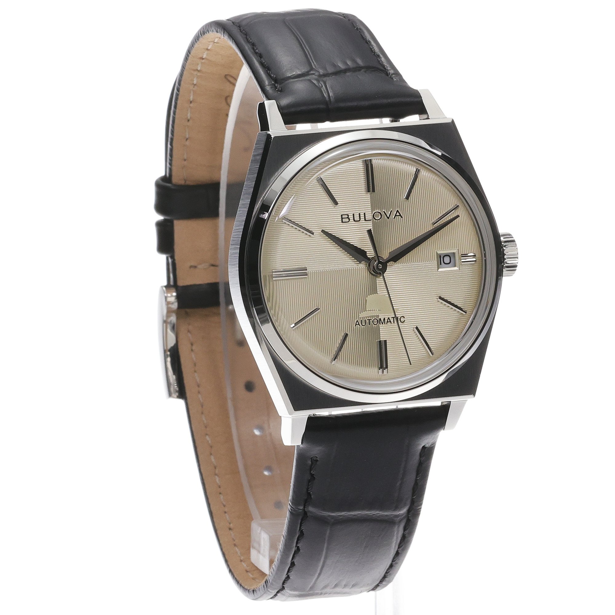Bulova 96B483 zegarek srebrny klasyczny Automatic pasek - miniatura 3