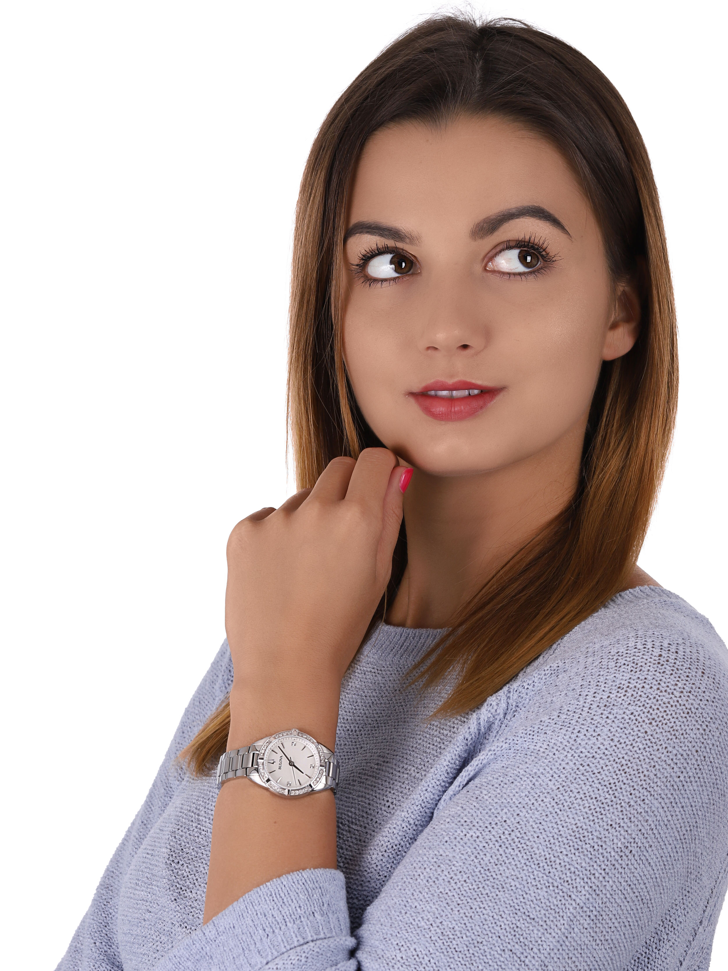 Bulova 96R228 zegarek srebrny elegancki Diamond bransoleta - miniatura 2