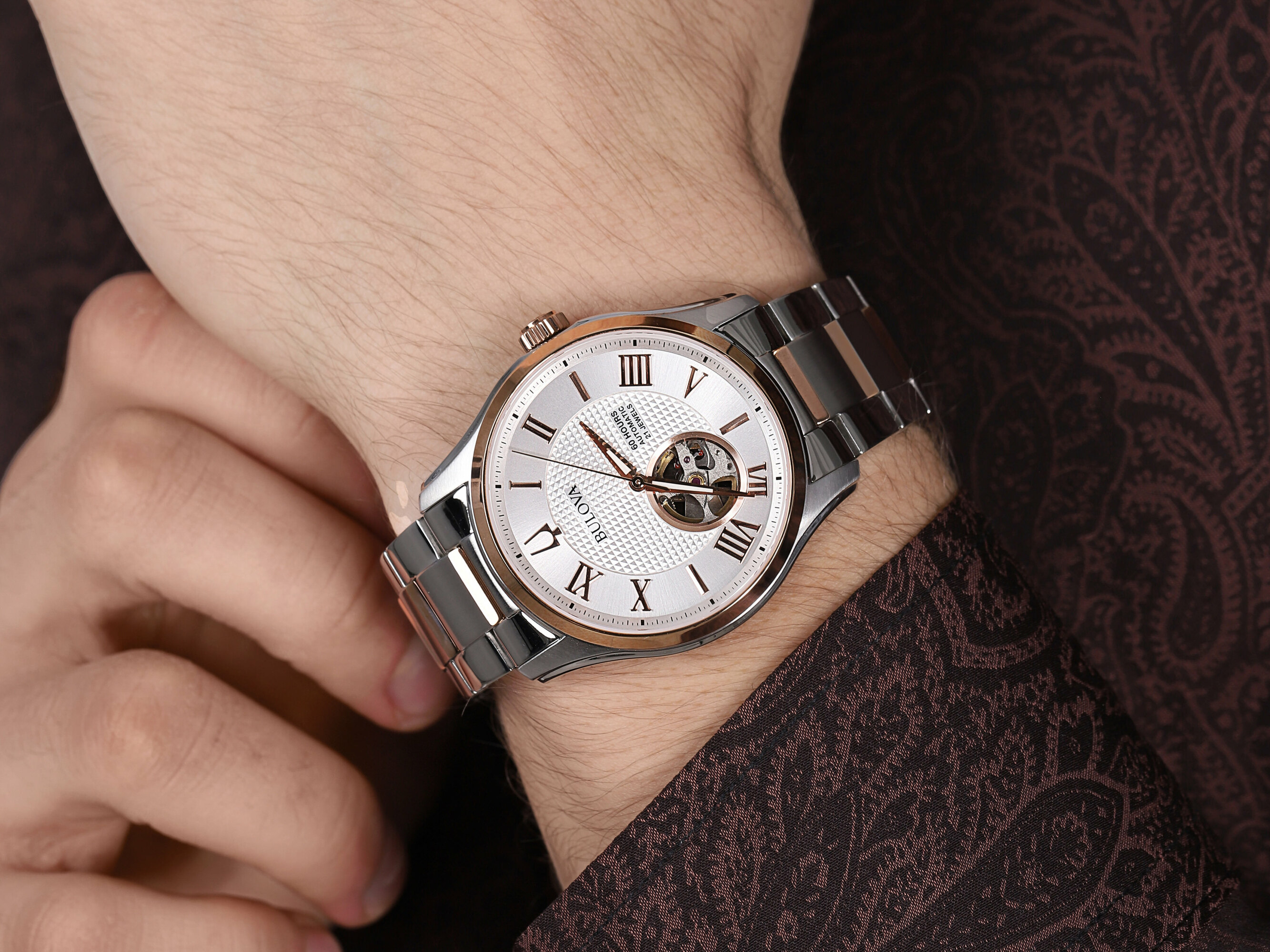 Bulova 98A213 zegarek srebrny klasyczny Classic bransoleta - miniatura 4