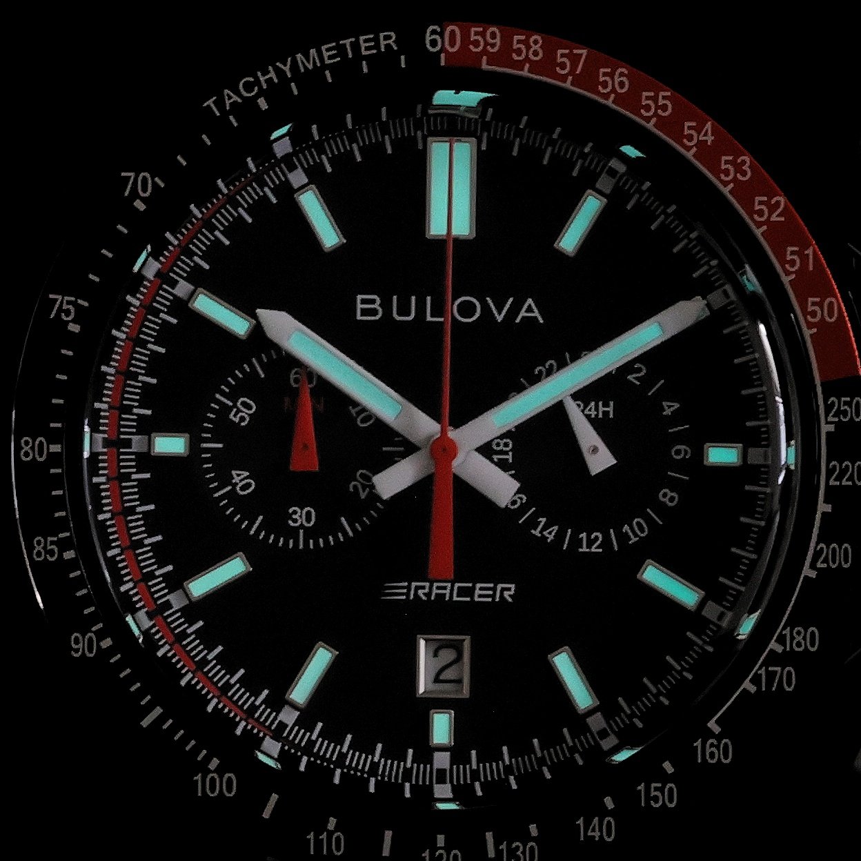 Bulova 98B428 Black Leather Strap 42mm Męskie sportowy zegarek czarny - miniatura 5