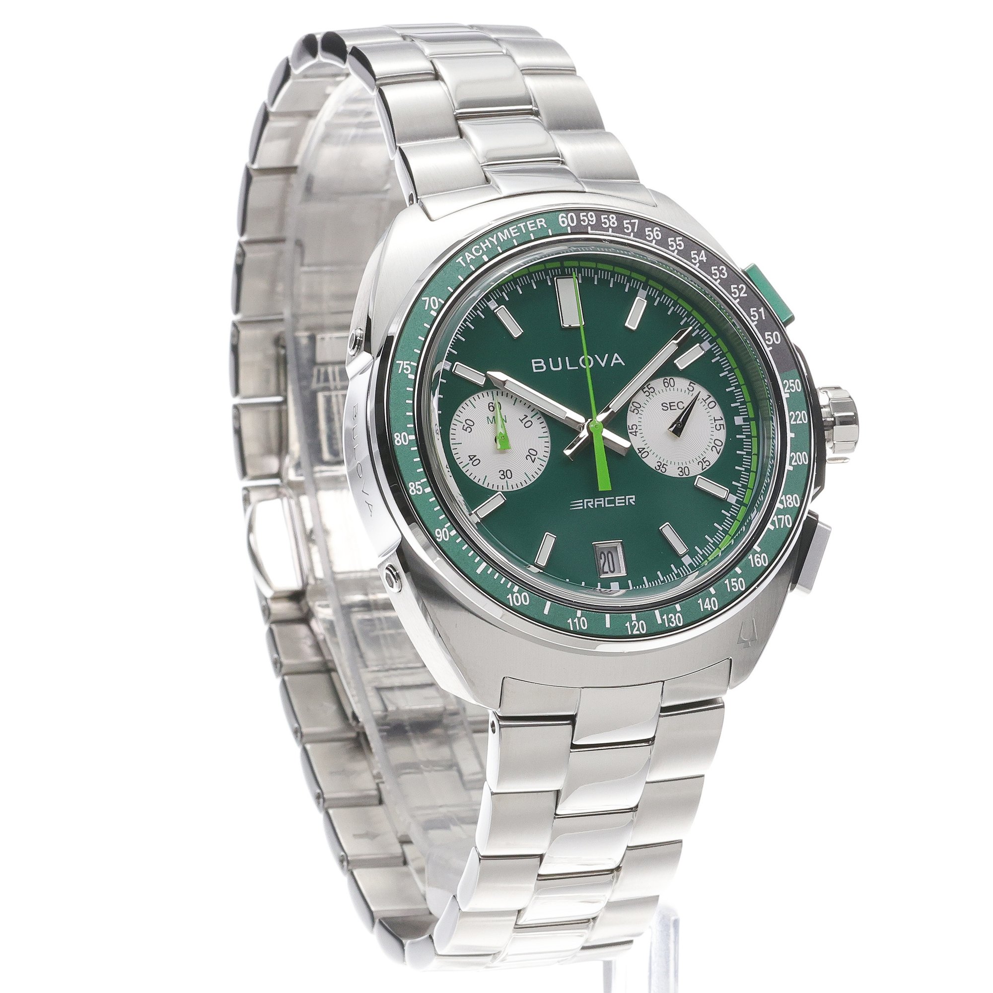 Bulova 98B468 Racer Chronograph Męskie sportowy zegarek srebrny - miniatura 3