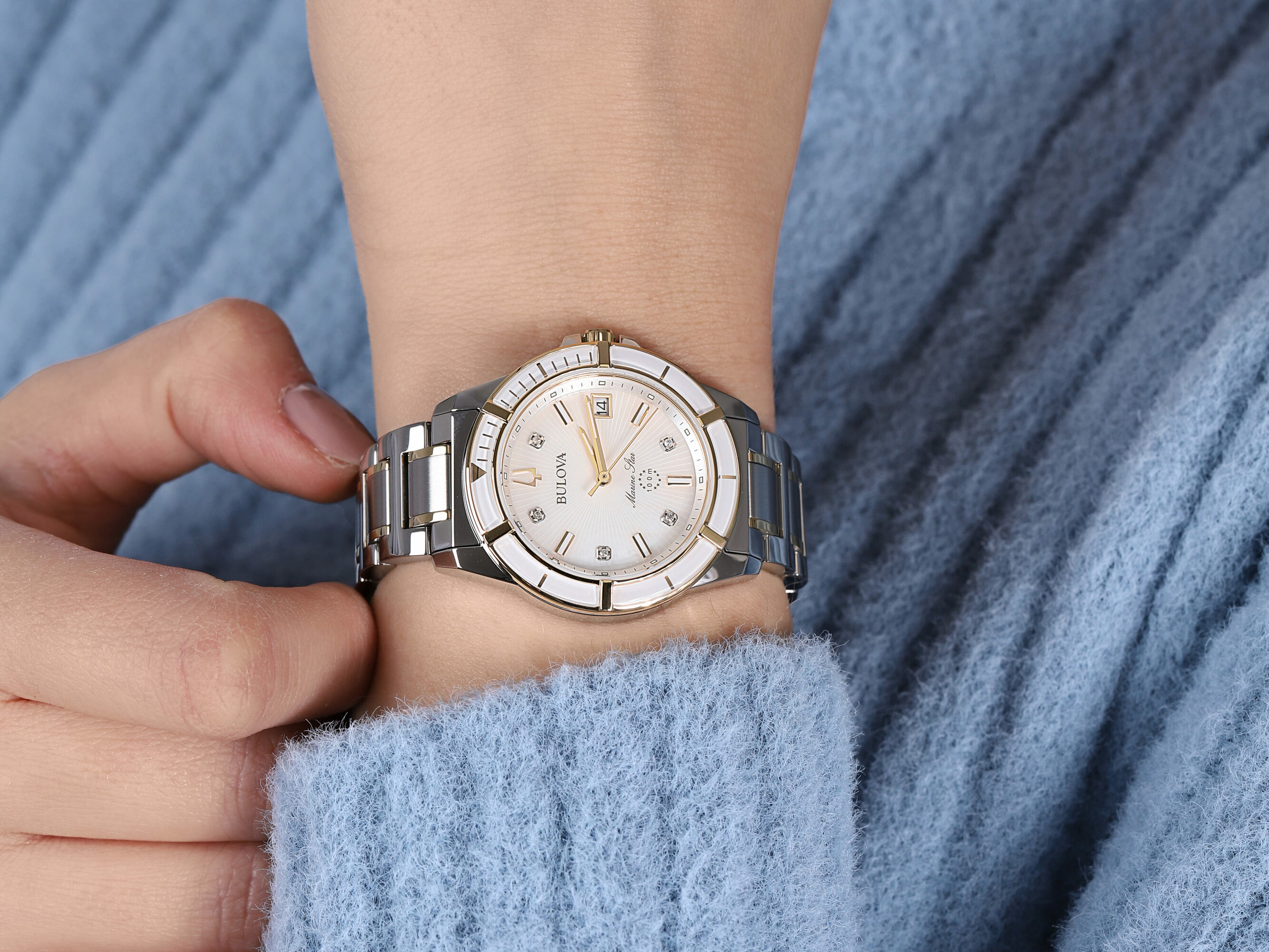 Bulova 98P186 zegarek srebrny klasyczny Marine Star bransoleta - miniatura 4