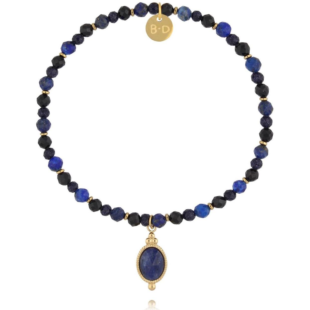 Bransoletka z lapisu lazuli i niebieskiego piasku z kamienną zawieszką By Dziubeka BTW3577 