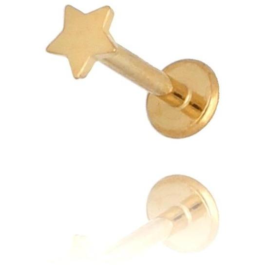 By Dziubeka KSA0740 Kolczyk złoty z gwiazdką Piercing