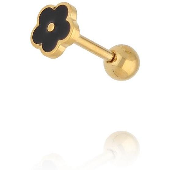 By Dziubeka KSA2417 Kolczyk piercing czarny kwiatek