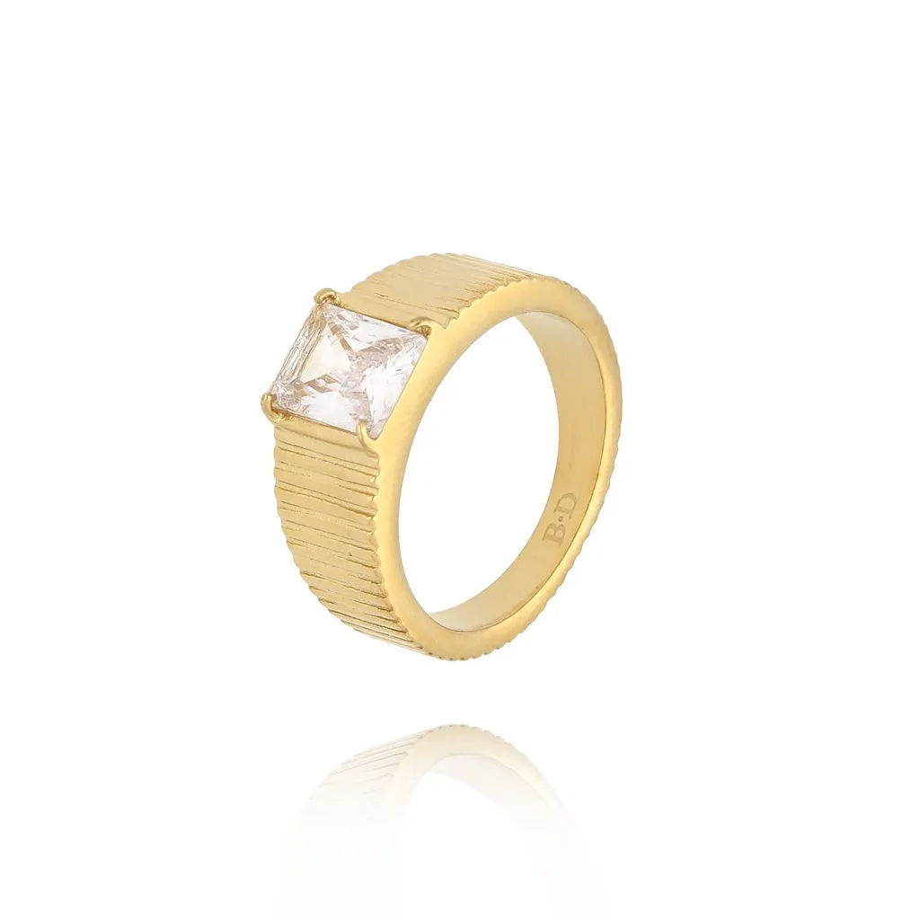 Pierścionek złoty z kryształem Sparkle Ring By Dziubeka PSA0945 