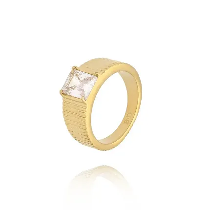 By Dziubeka PSA0945 Pierścionek złoty z kryształem Sparkle Ring - zdjęcie 1