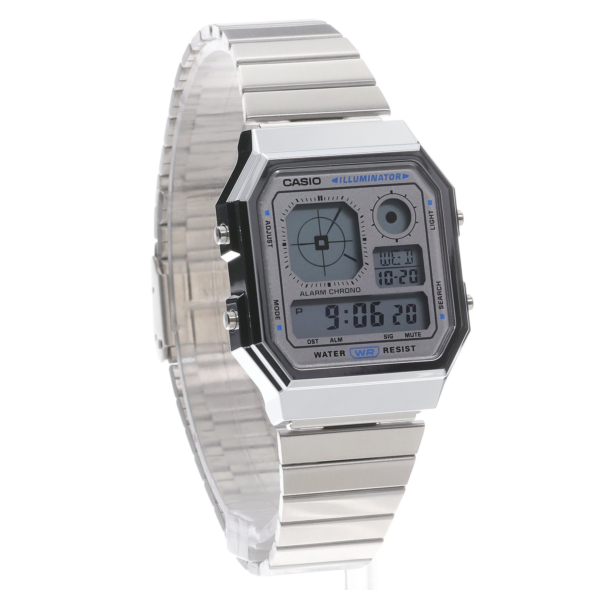 Casio A130WE-7AEF zegarek srebrny retro Retro bransoleta