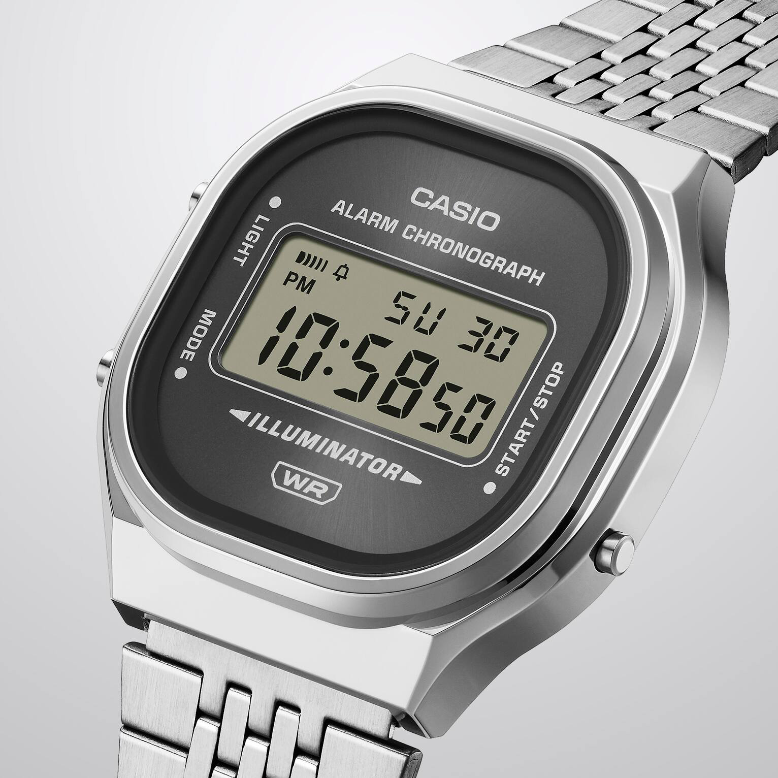 Zegarek Casio Vintage Digital A140WE-8AEF z szarą tarczą i cyfrowym wyświetlaczem