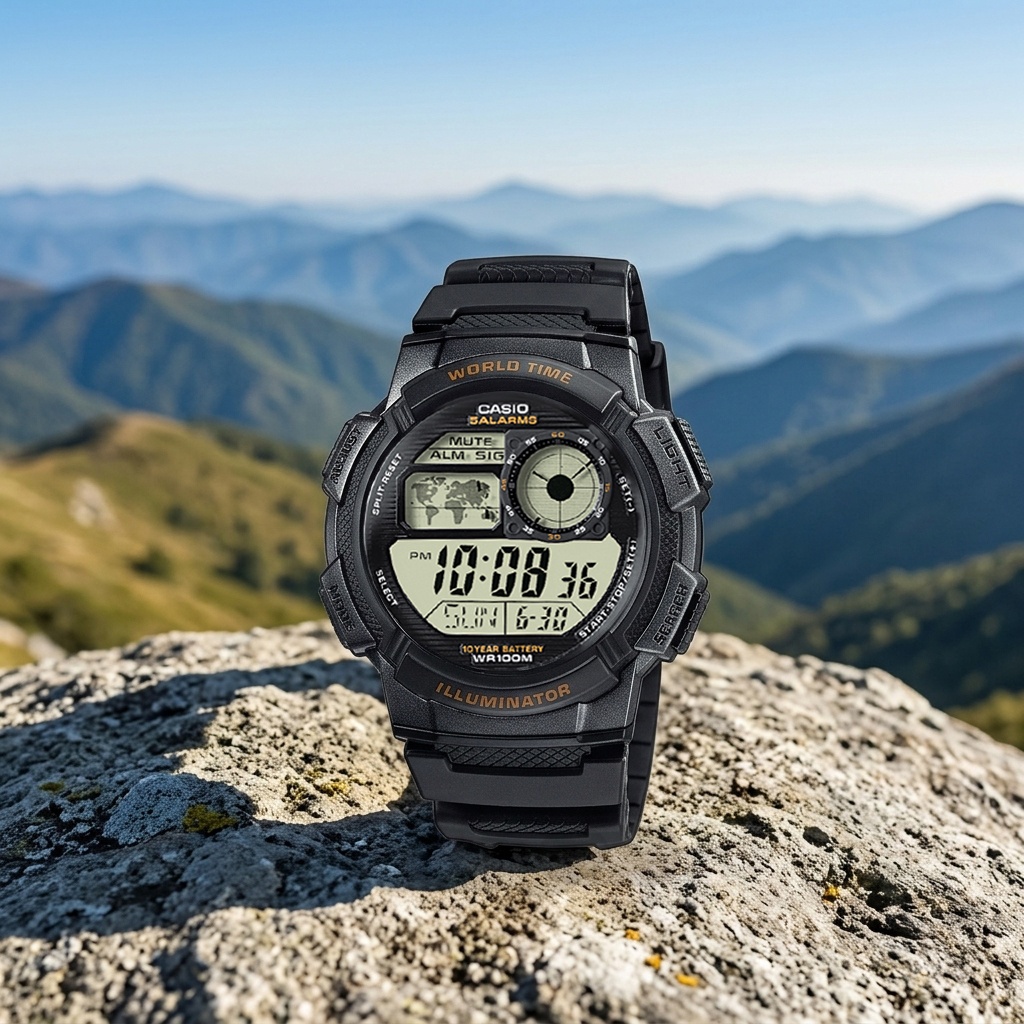 Casio AE-1000W-1AVEF zegarek czarny sportowy Sportowe pasek