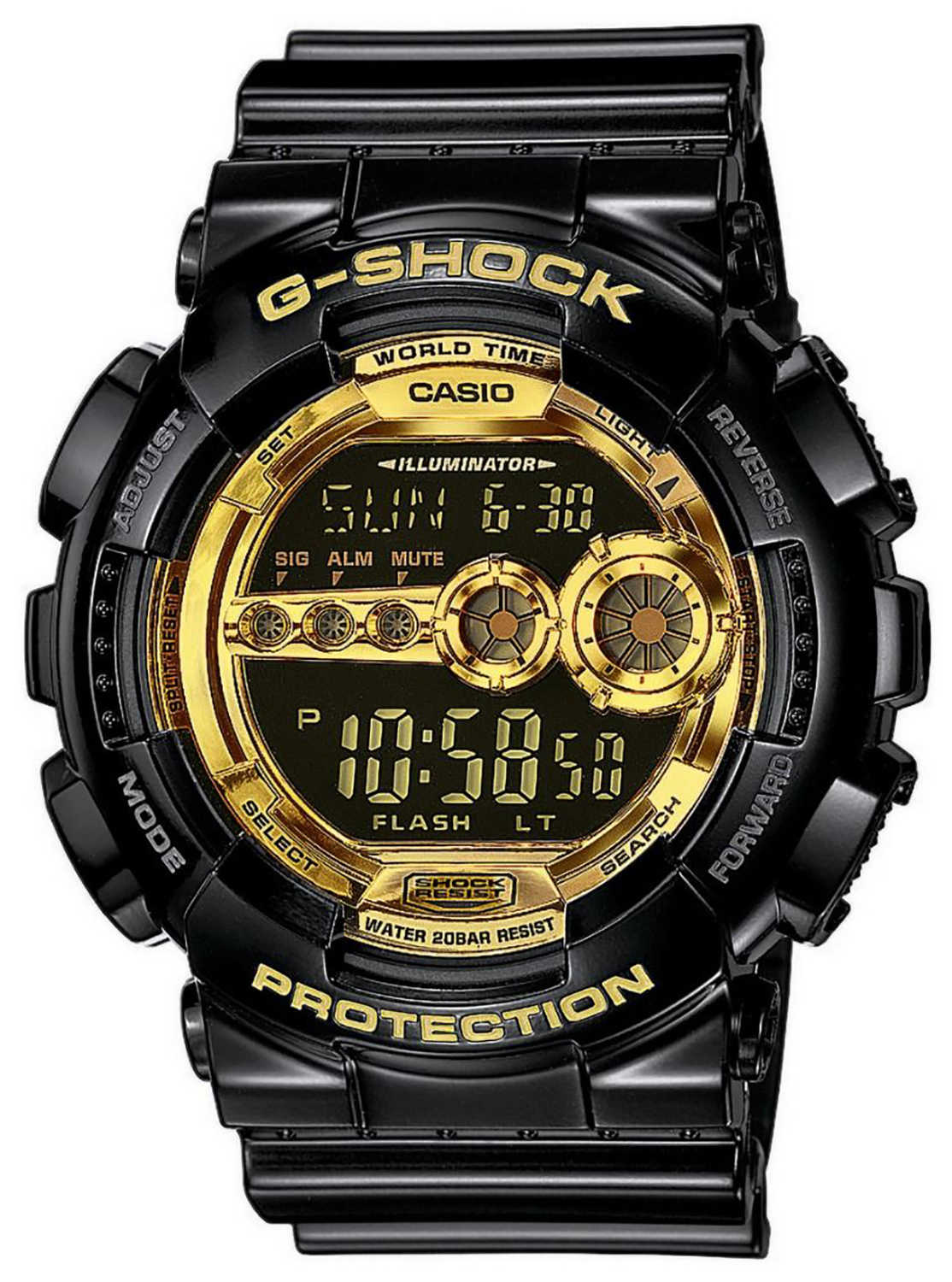 G-SHOCK BLACK AND GOLD GD-100GB-1ES
