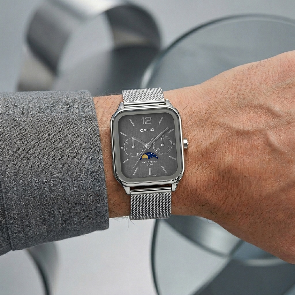 Casio MTP-M305M-8AVER zegarek srebrny klasyczny Klasyczne bransoleta