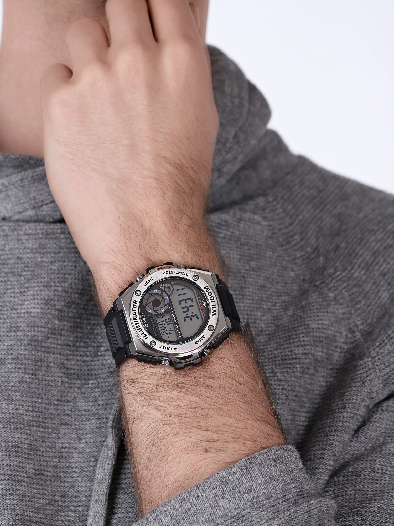 Casio MWD-100H-1AVEF zegarek srebrny sportowy Sportowe pasek - miniatura 3