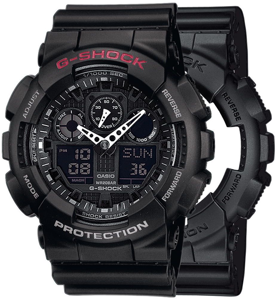 G-SHOCK SET GA-100-1A1ER + BEZEL 10378531 + PASEK 10536683