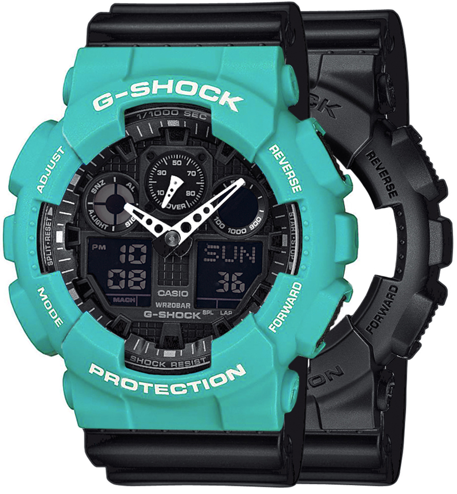 G-SHOCK SET GA-100-1A1ER + BEZEL 10410475 + PASEK 10536683