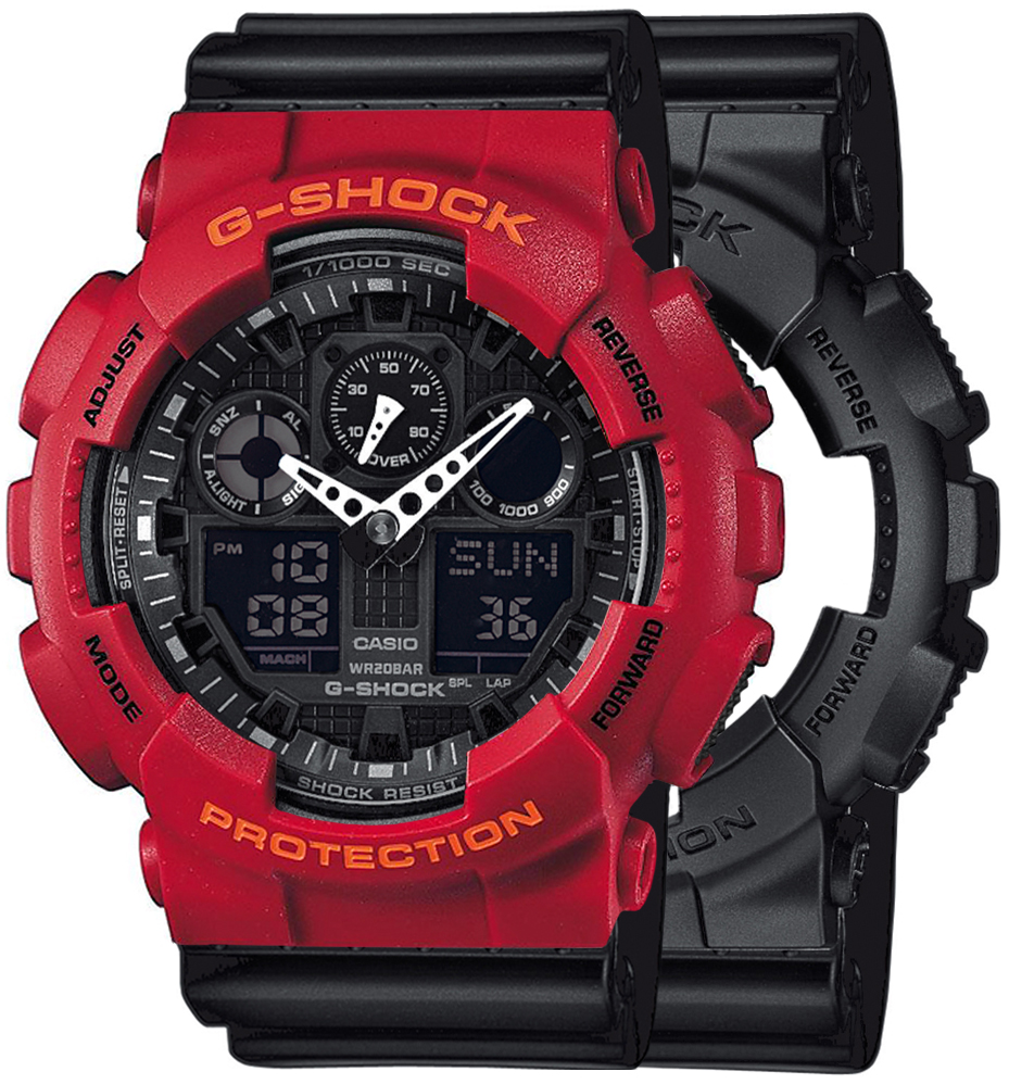 G-SHOCK SET GA-100-1A1ER + BEZEL 10441433 + PASEK 10536683