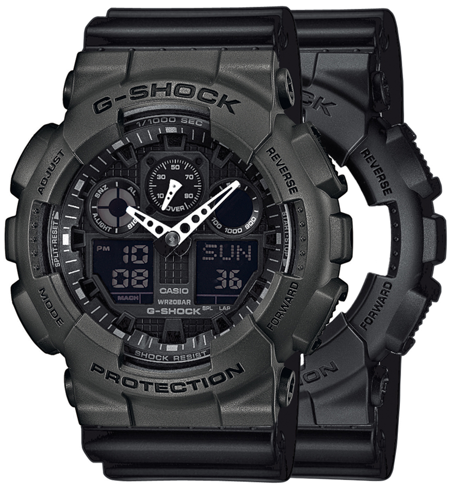 G-SHOCK SET GA-100-1A1ER + BEZEL 10467795 + PASEK 10536683