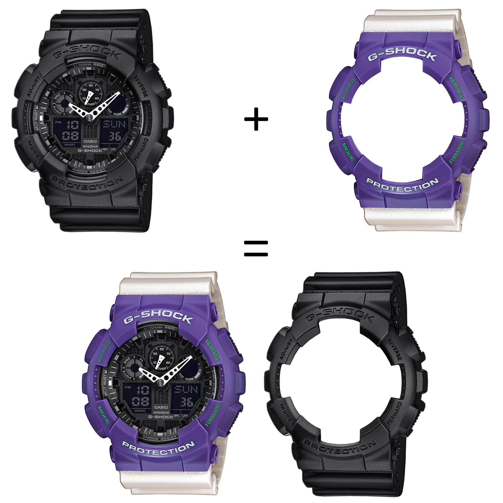Casio SET GA-100-1A1ER + BEZEL 10498250 + PASEK 10395227 zegarek