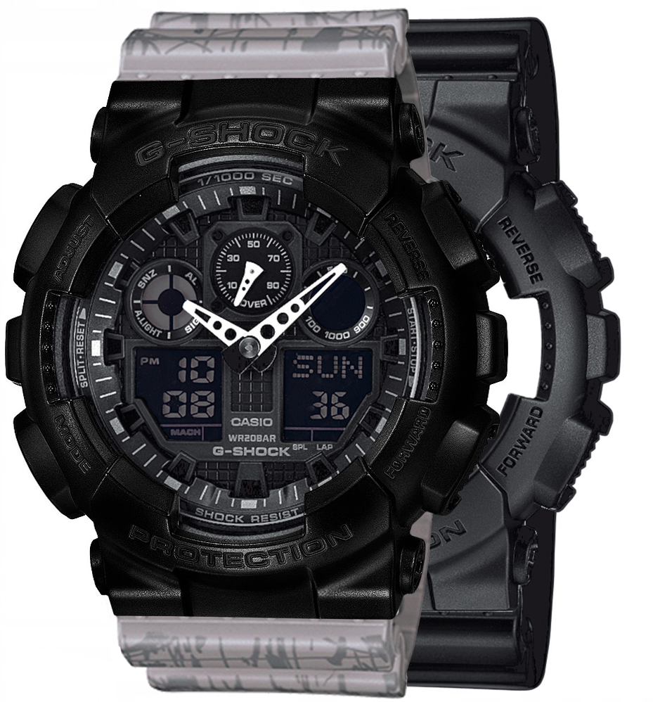 G-SHOCK SET GA-100-1A1ER + BEZEL 10523429 + PASEK 10498174