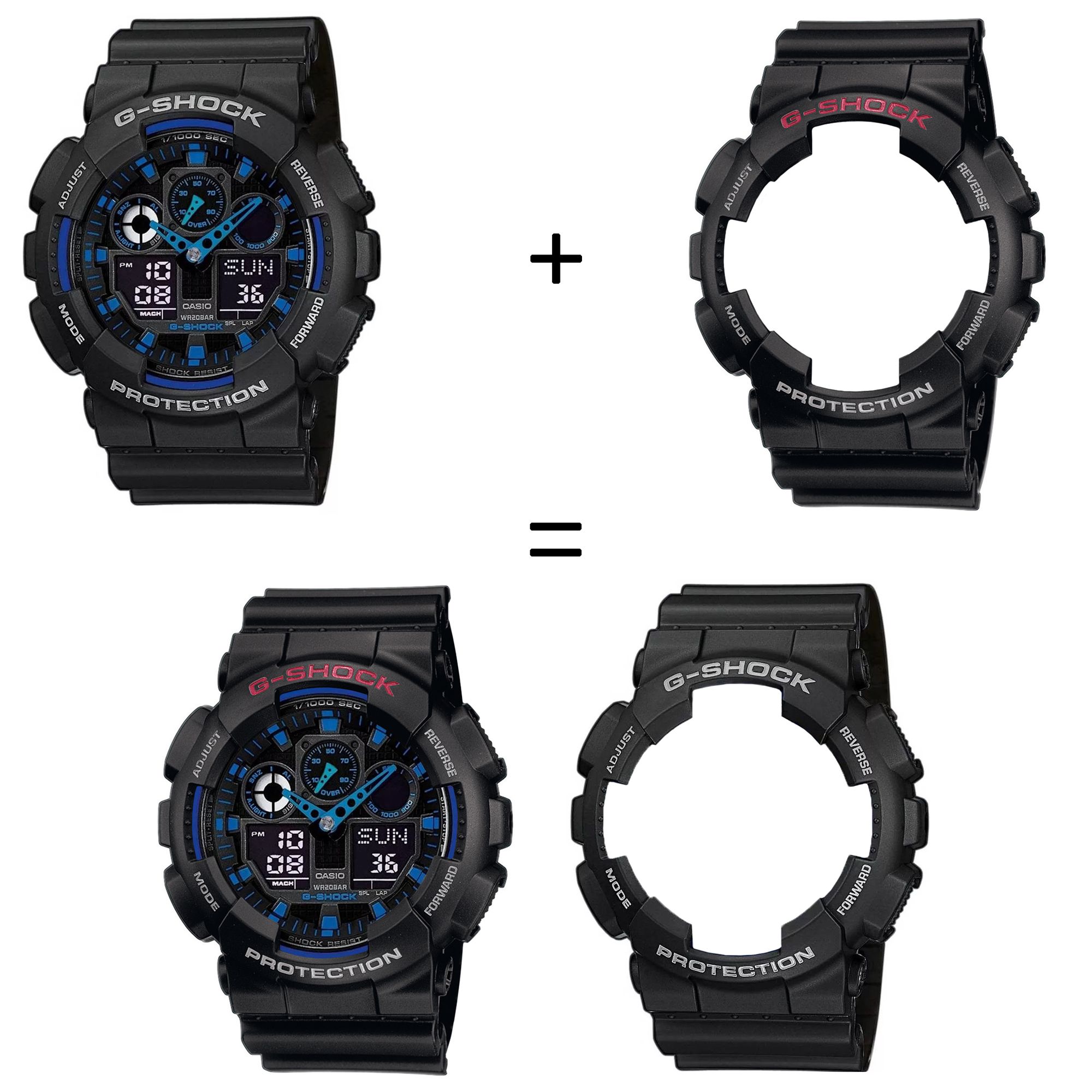 Casio SET GA-100-1A2ER + BEZEL 10378531 + PASEK 10536683 zegarek - miniatura 2