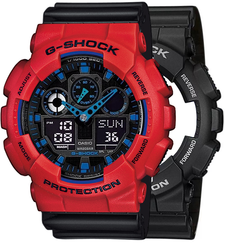 G-SHOCK SET GA-100-1A2ER + BEZEL 10395289 + PASEK 10347688