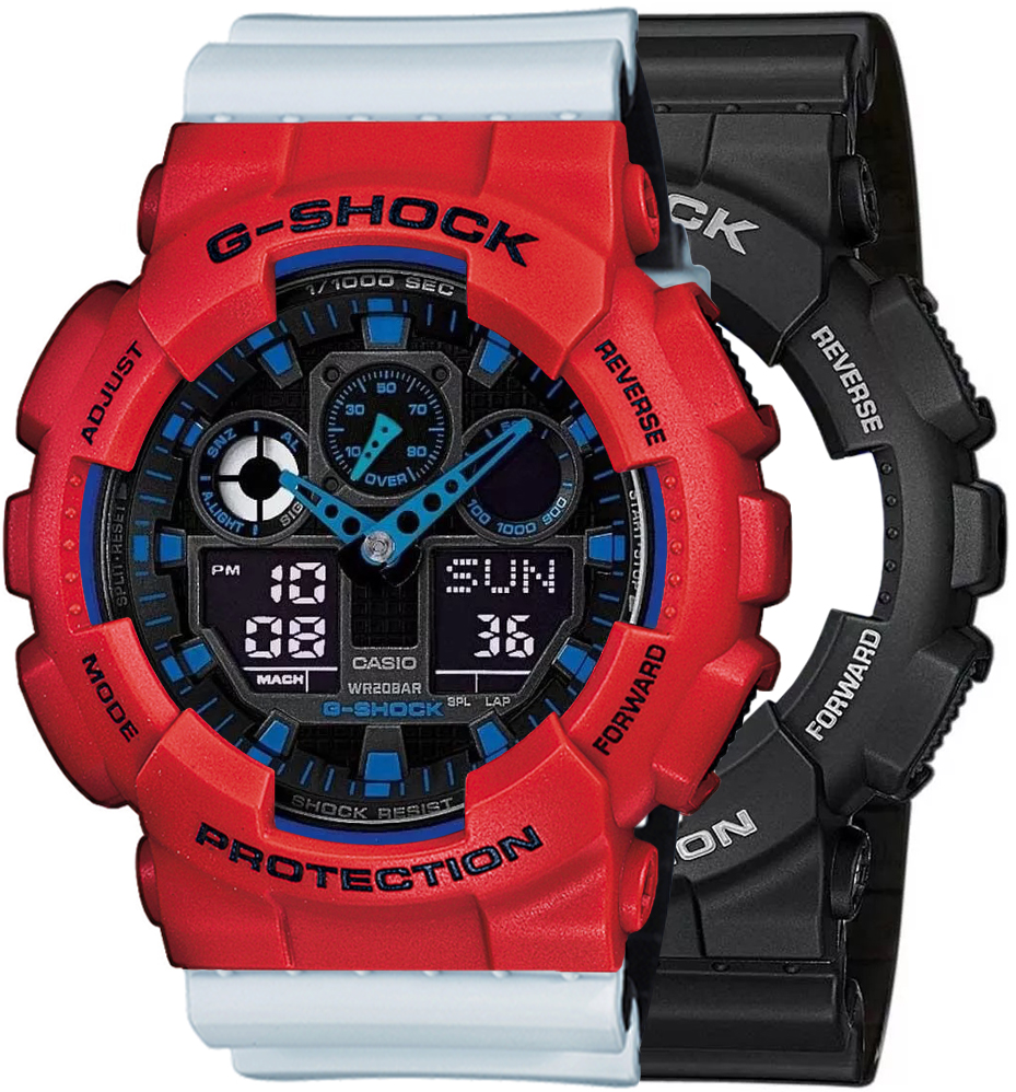 G-SHOCK SET GA-100-1A2ER + BEZEL 10395289 + PASEK 10527469