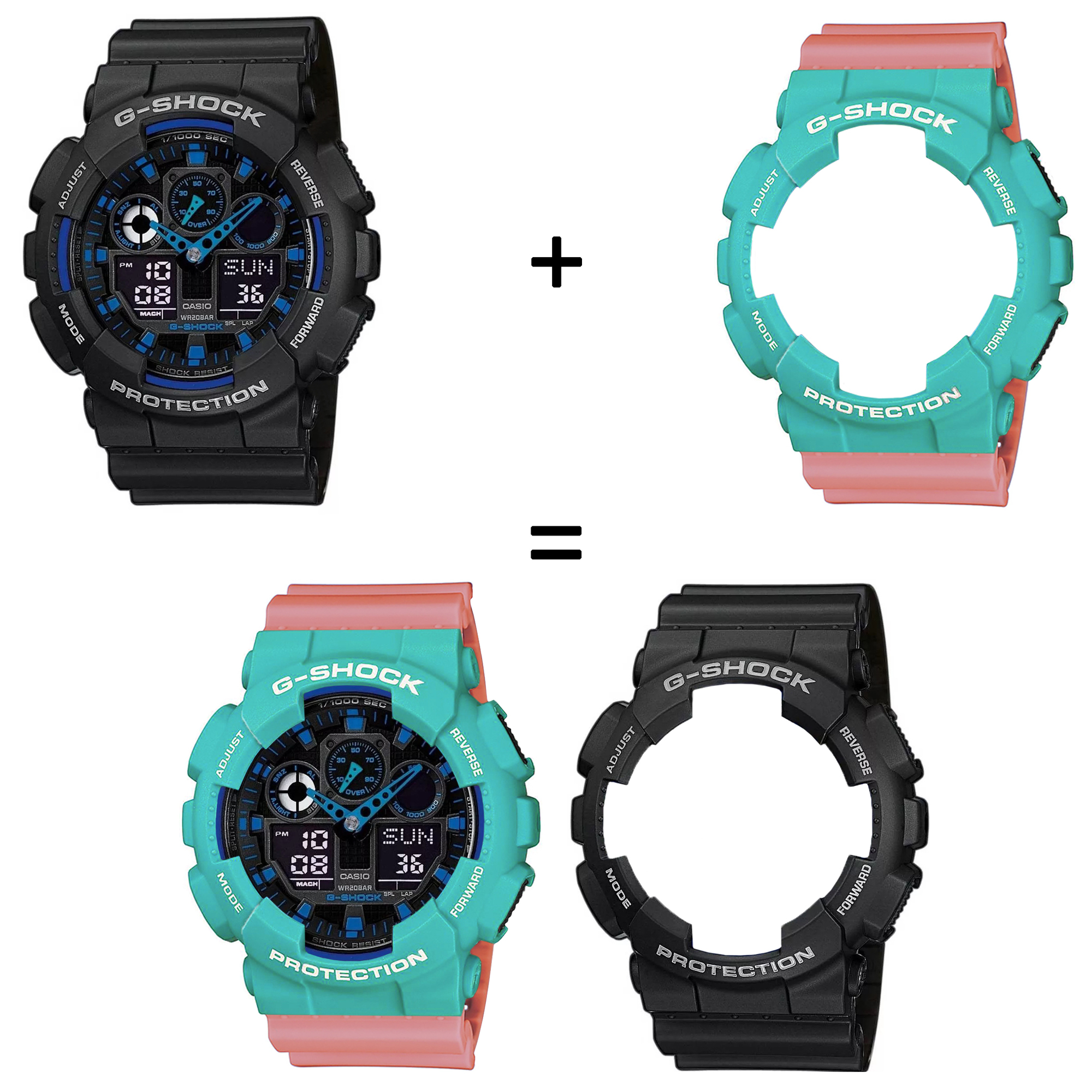 Casio SET GA-100-1A2ER + BEZEL 10410475 + PASEK 10498150 zegarek - miniatura 2