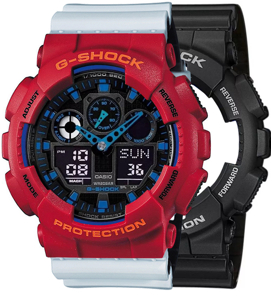 G-SHOCK SET GA-100-1A2ER + BEZEL 10441433 + PASEK 10527469