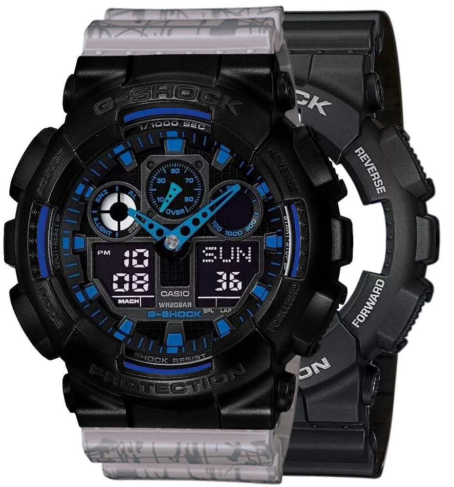 G-SHOCK SET GA-100-1A2ER + BEZEL 10523429 + PASEK 10498174