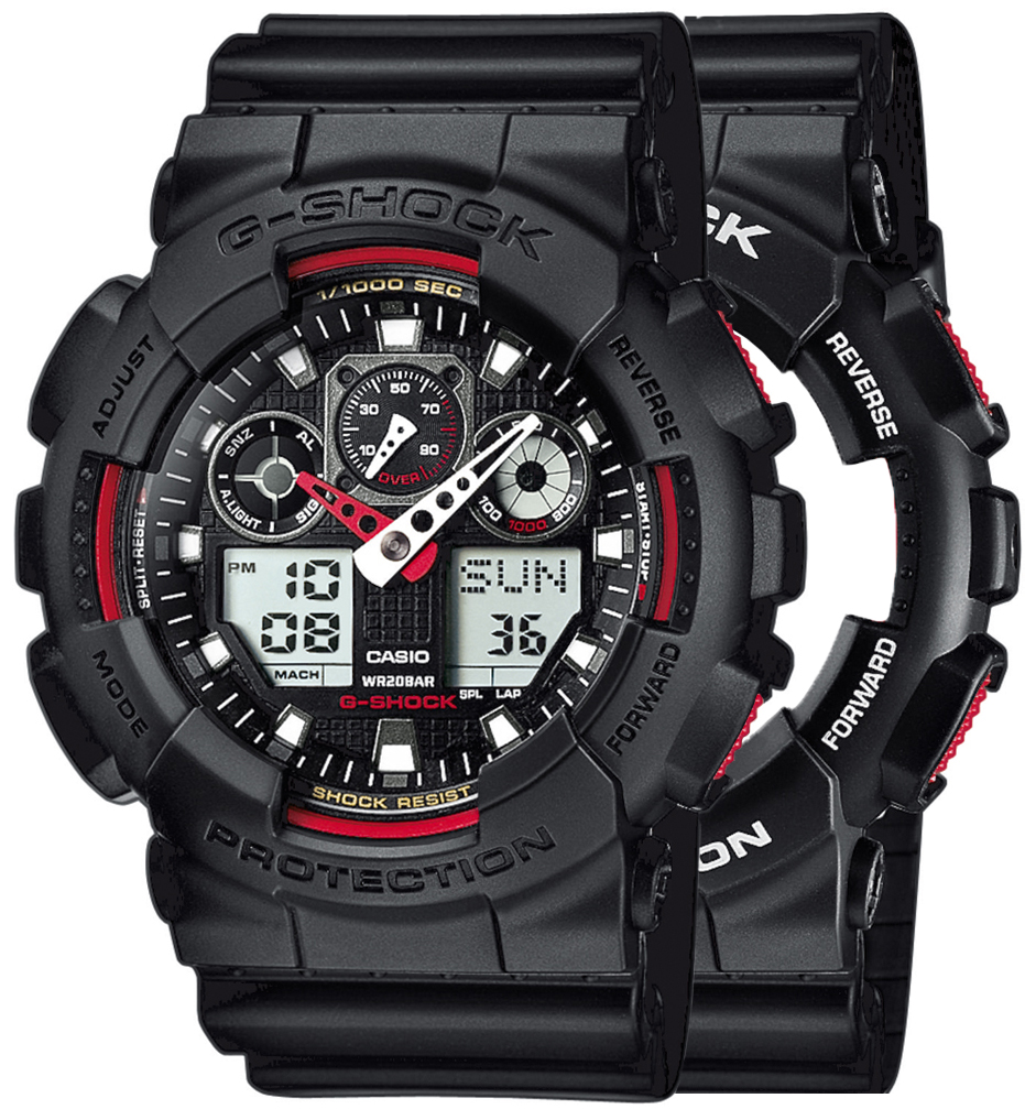 G-SHOCK SET GA-100-1A4ER + BEZEL 10358741 + PASEK 10536683