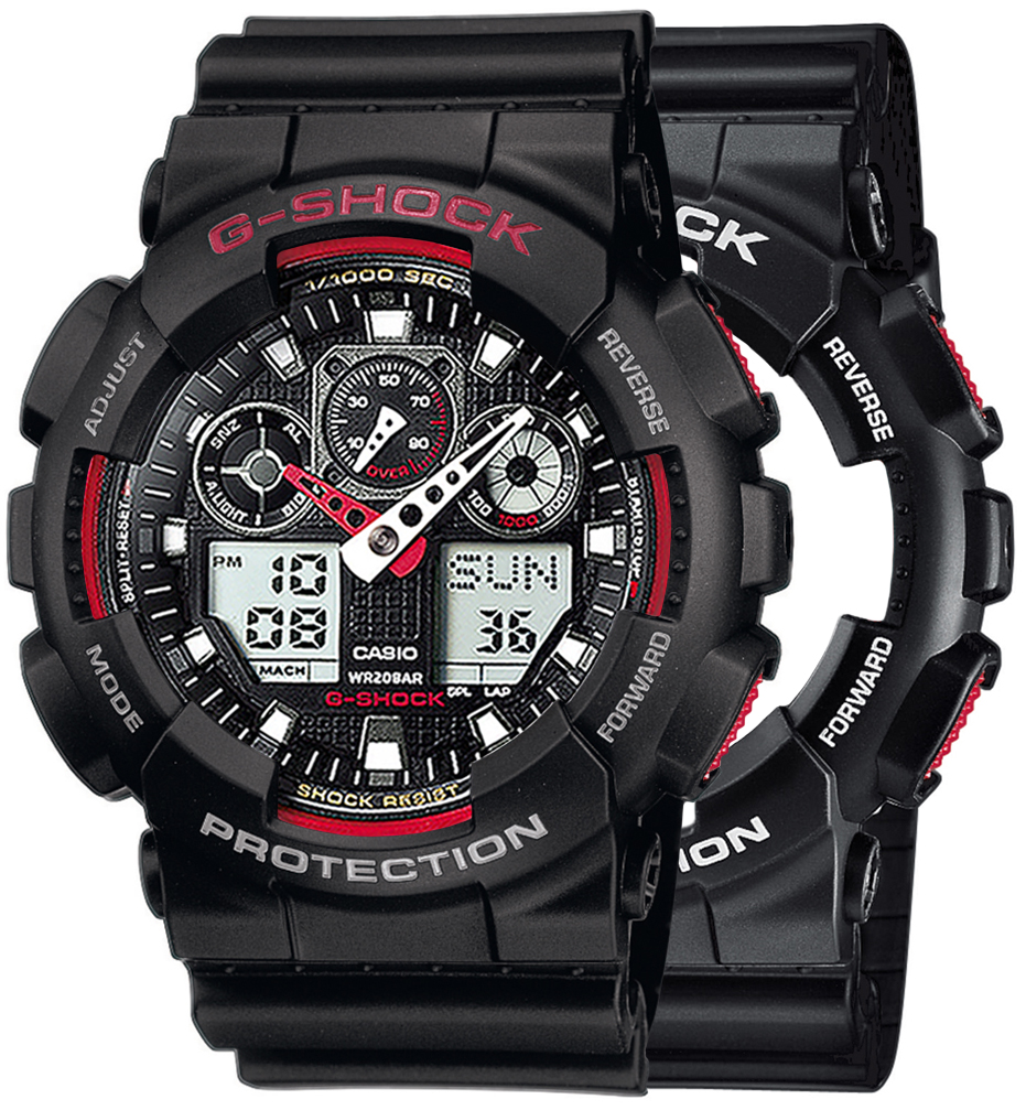 G-SHOCK SET GA-100-1A4ER + BEZEL 10378531 + PASEK 10536683