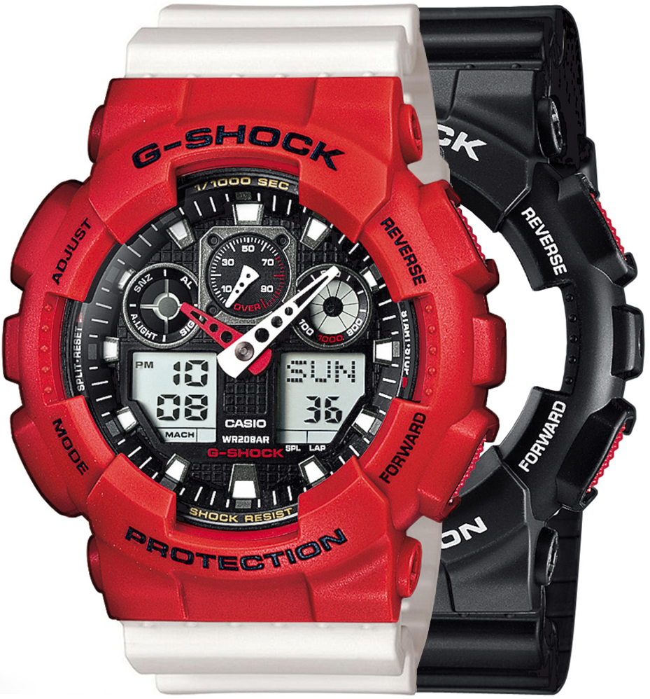 G-SHOCK SET GA-100-1A4ER + BEZEL 10395289 + PASEK 10395227