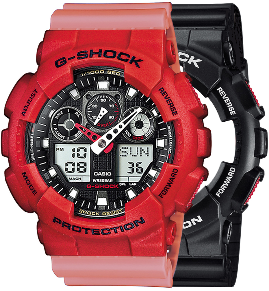  Casio G-SHOCK SET GA-100-1A4ER + BEZEL 10395289 + PASEK 10498150 