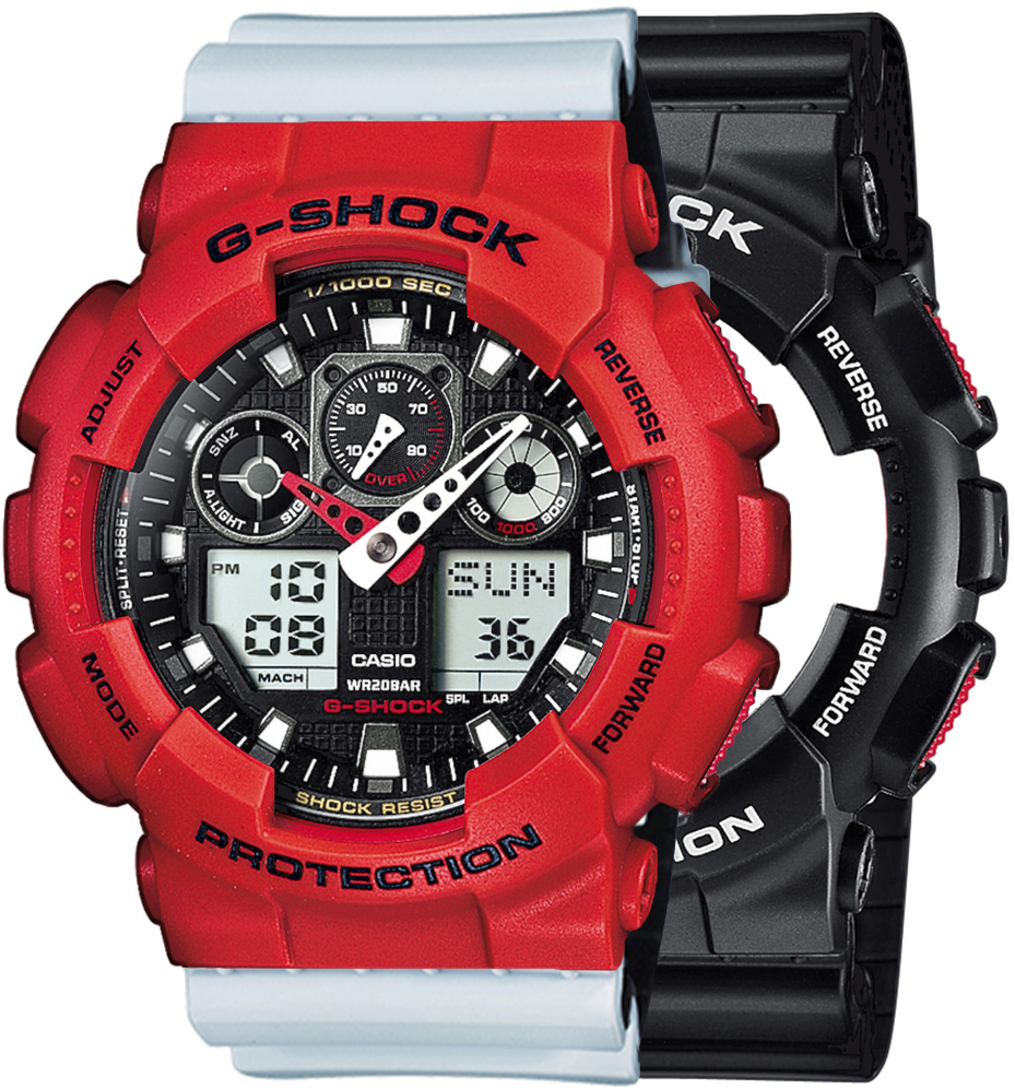 G-SHOCK SET GA-100-1A4ER + BEZEL 10395289 + PASEK 10527469
