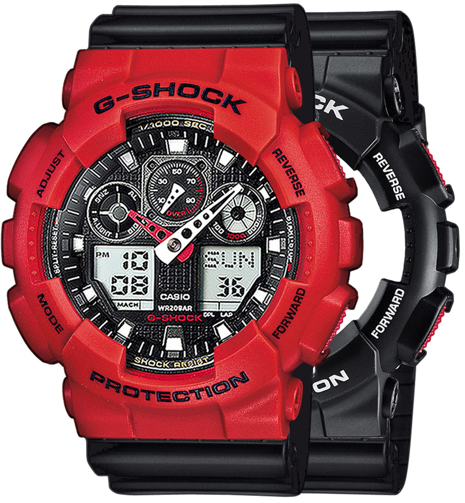 G-SHOCK SET GA-100-1A4ER + BEZEL 10395289 + PASEK 10536683