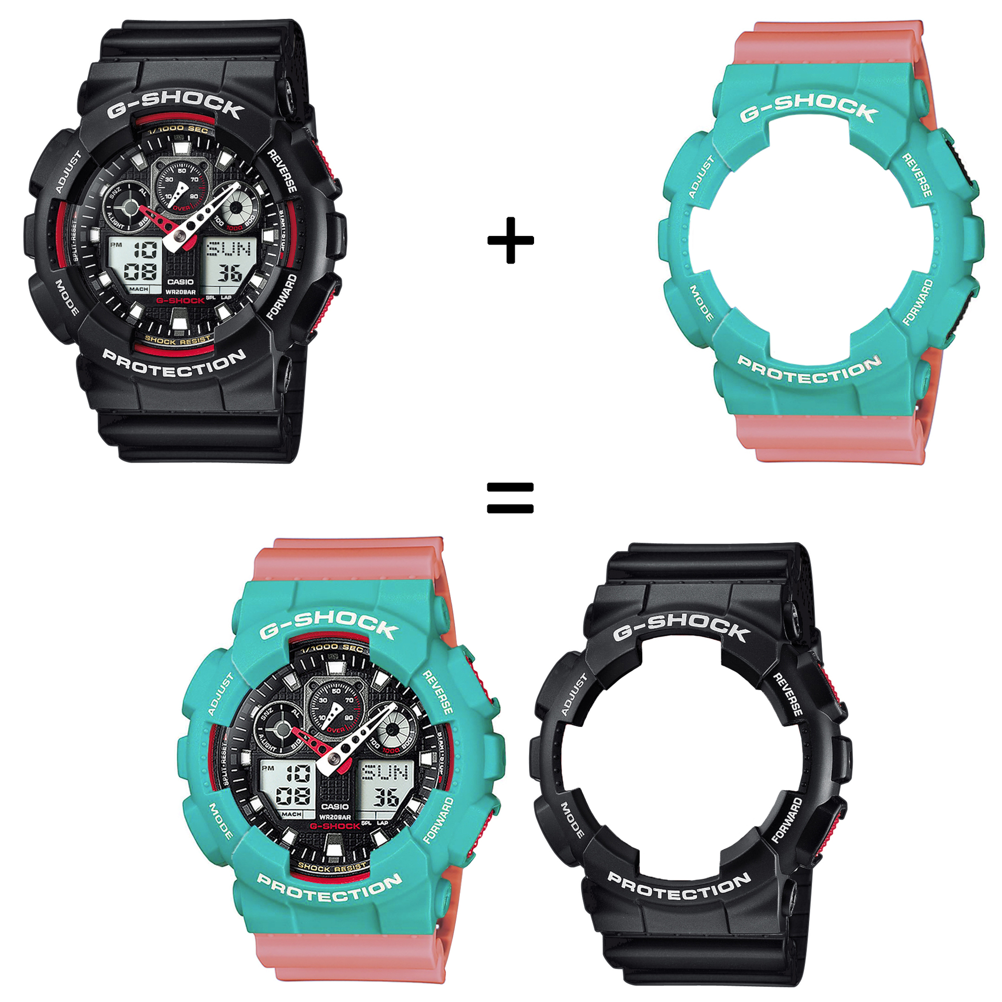 Casio SET GA-100-1A4ER + BEZEL 10410475 + PASEK 10498150 zegarek - miniatura 2